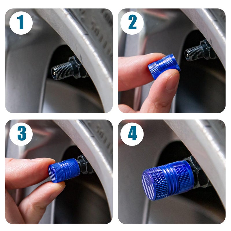 AQUAOK أغطية جذعية صمام الإطارات - 4 عبوات من أغطية صمامات الهواء لإطارات سبيكة مؤكسدة ممتازة مضادة للتآكل نيتروجين N2 لسيارة الدفع الرباعي والدراجة باللون الأزرق - Image 5